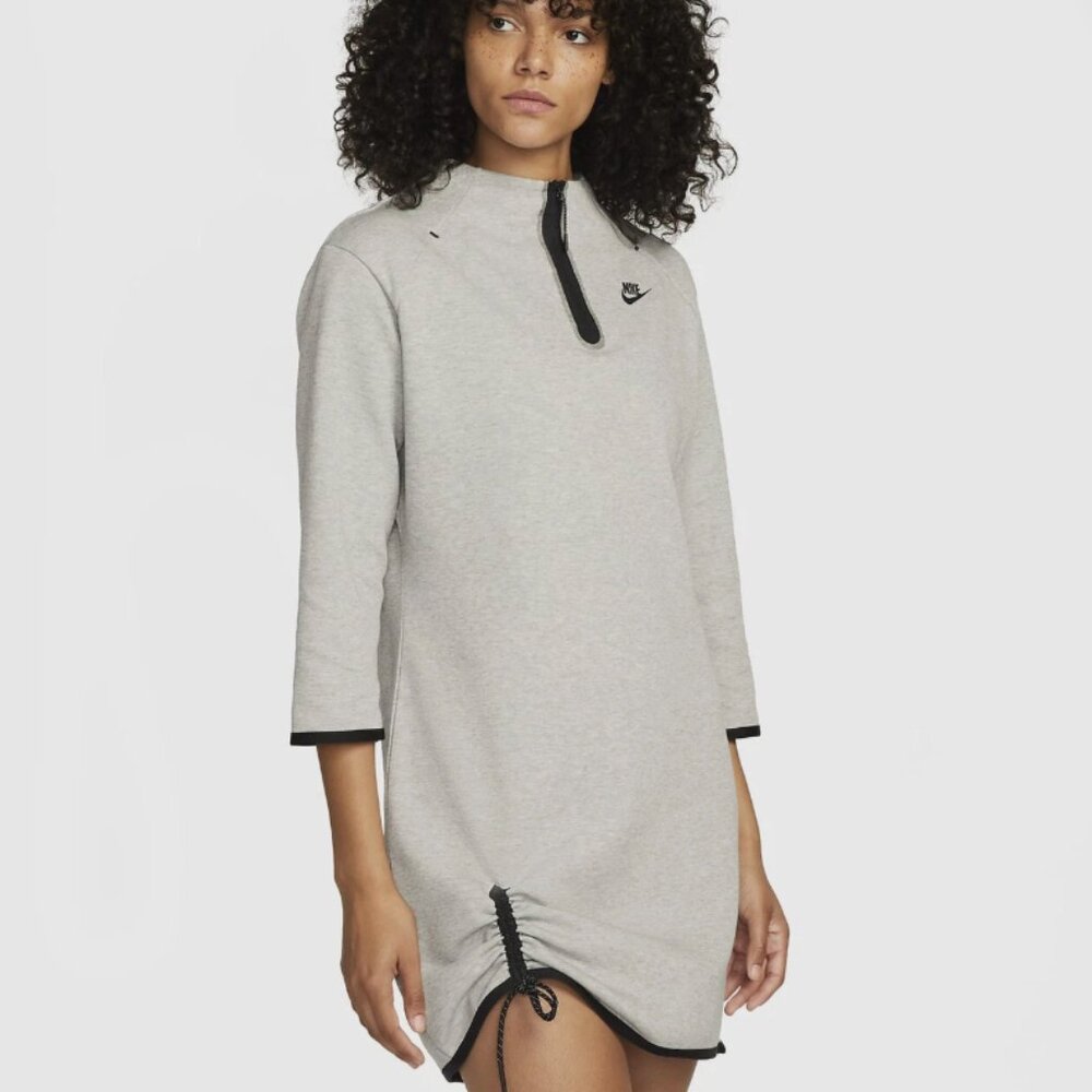 Size M- Nike Sportswear Tech Fleece Essential Dress, Dark Grey Heather/Black